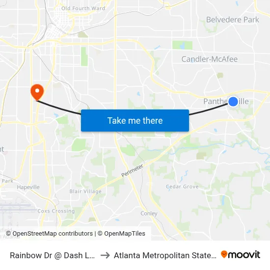 Rainbow Dr @ Dash Lewis Dr to Atlanta Metropolitan State College map