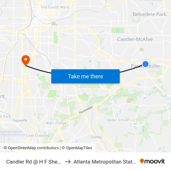 Candler Rd @ H F Shepherd Dr to Atlanta Metropolitan State College map