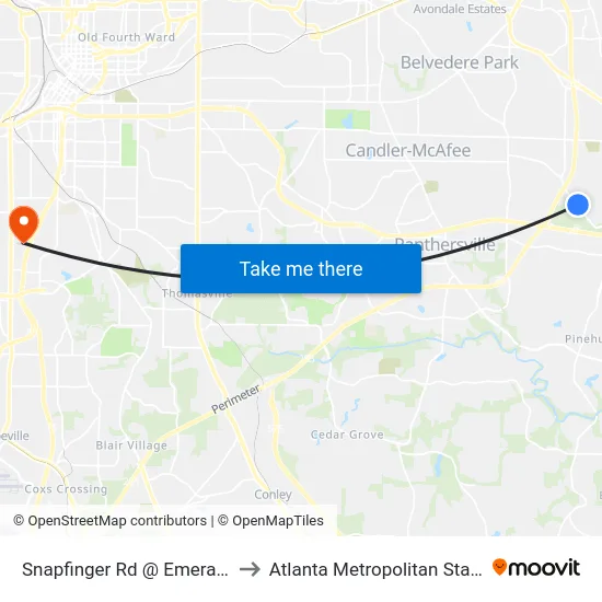 Snapfinger Rd @ Emerald Falls Dr to Atlanta Metropolitan State College map