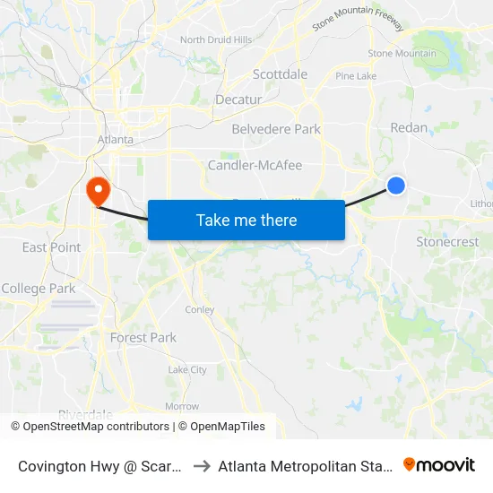 Covington Hwy @ Scarbrough Dr to Atlanta Metropolitan State College map