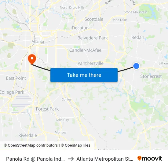 Panola Rd @ Panola Industrial Blvd to Atlanta Metropolitan State College map