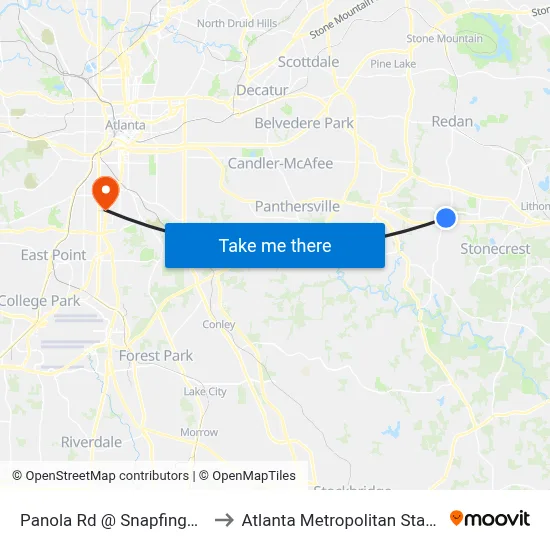 Panola Rd @ Snapfinger Park Dr to Atlanta Metropolitan State College map