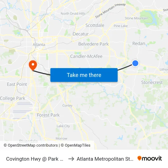 Covington Hwy @ Park Central Blvd to Atlanta Metropolitan State College map