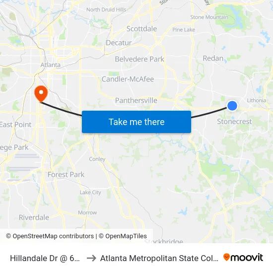 Hillandale Dr @ 6170 to Atlanta Metropolitan State College map