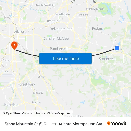 Stone Mountain St @ College Ave to Atlanta Metropolitan State College map