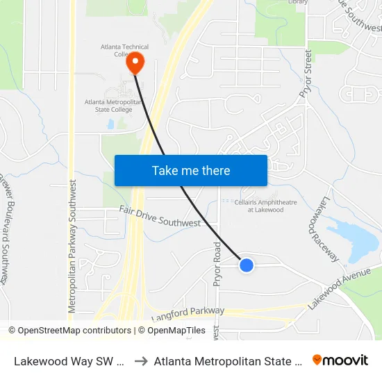 Lakewood Way SW @ 215 to Atlanta Metropolitan State College map