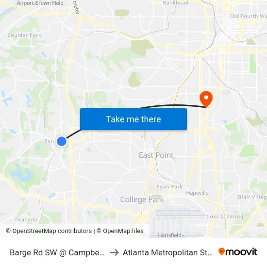 Barge Rd SW @ Campbellton Rd SW to Atlanta Metropolitan State College map