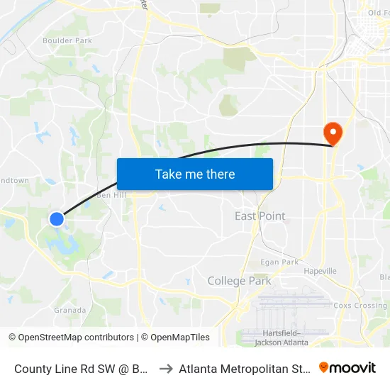 County Line Rd SW @ Butner Rd SW to Atlanta Metropolitan State College map
