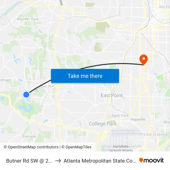 Butner Rd SW @ 2636 to Atlanta Metropolitan State College map