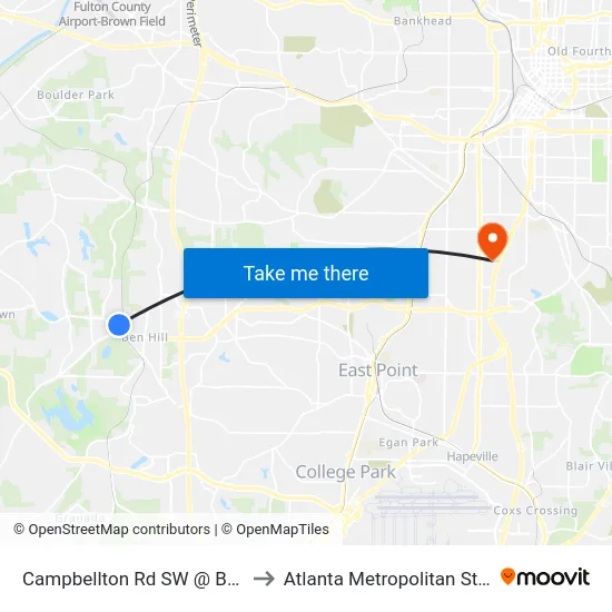 Campbellton Rd SW @ Butner Rd SW to Atlanta Metropolitan State College map