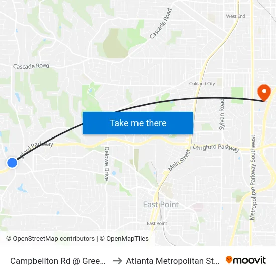 Campbellton Rd @ Greenbriar Pkwy to Atlanta Metropolitan State College map