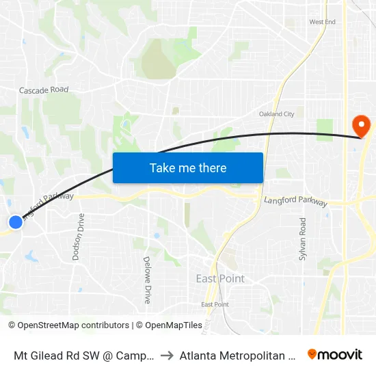 Mt Gilead Rd SW @ Campbellton Rd SW to Atlanta Metropolitan State College map