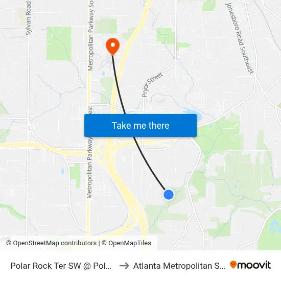 Polar Rock Ter SW @ Polar Rock Dr SW to Atlanta Metropolitan State College map