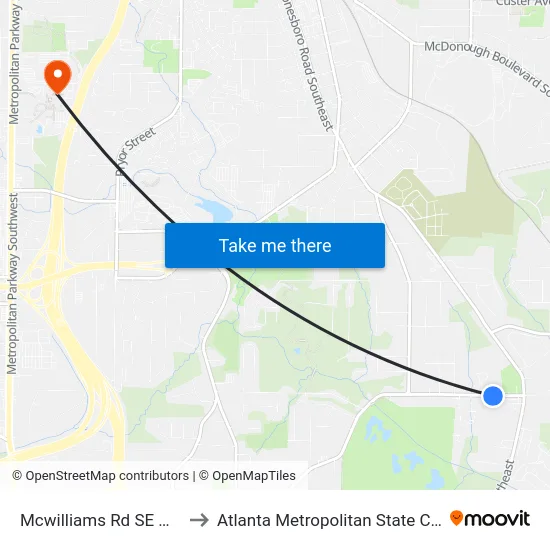 Mcwilliams Rd SE @ 660 to Atlanta Metropolitan State College map