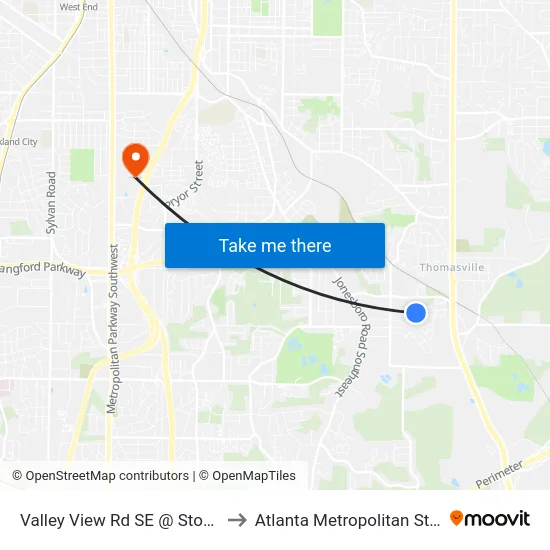 Valley View Rd SE @ Stonewall Dr SE to Atlanta Metropolitan State College map