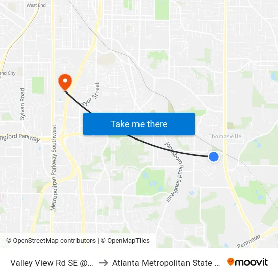 Valley View Rd SE @ 1056 to Atlanta Metropolitan State College map