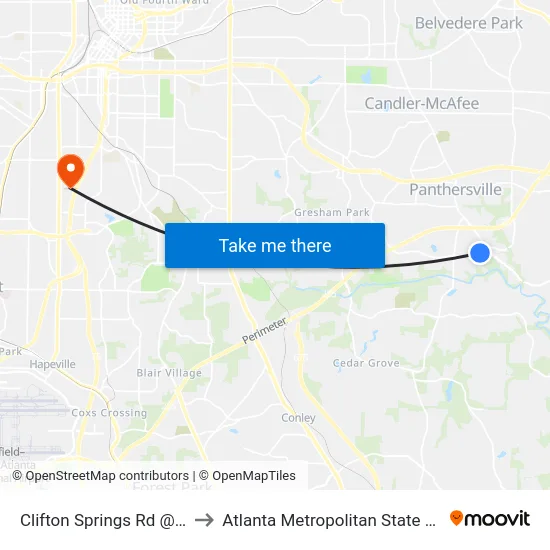 Clifton Springs Rd @ 3240 to Atlanta Metropolitan State College map