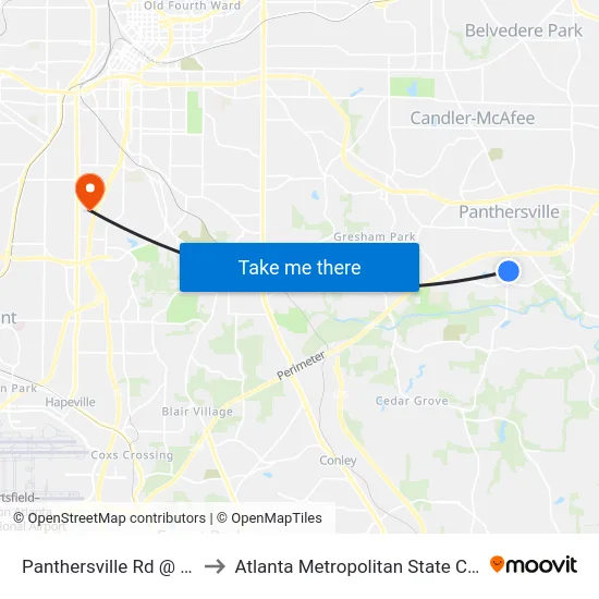 Panthersville Rd @ 3073 to Atlanta Metropolitan State College map
