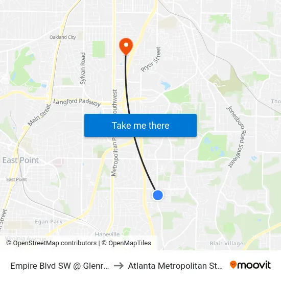 Empire Blvd SW @ Glenrose Cir SW to Atlanta Metropolitan State College map