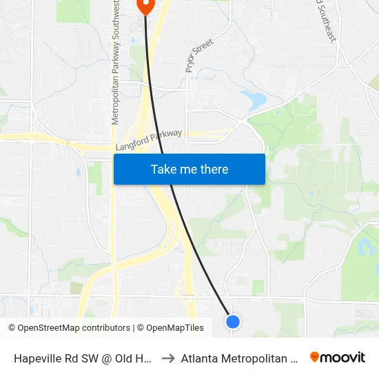 Hapeville Rd SW @ Old Hapeville Rd SW to Atlanta Metropolitan State College map