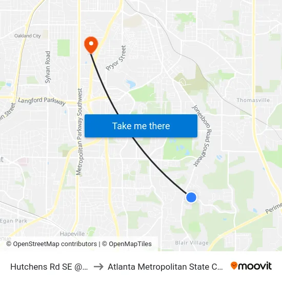Hutchens Rd SE @ 565 to Atlanta Metropolitan State College map