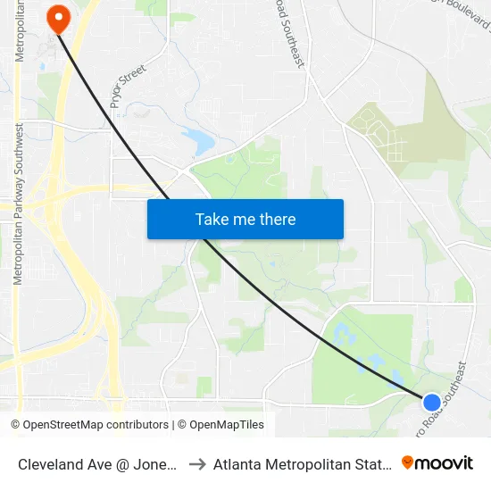 Cleveland Ave @ Jonesboro Rd to Atlanta Metropolitan State College map