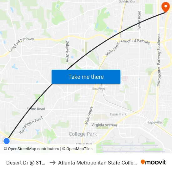 Desert Dr @ 3112 to Atlanta Metropolitan State College map
