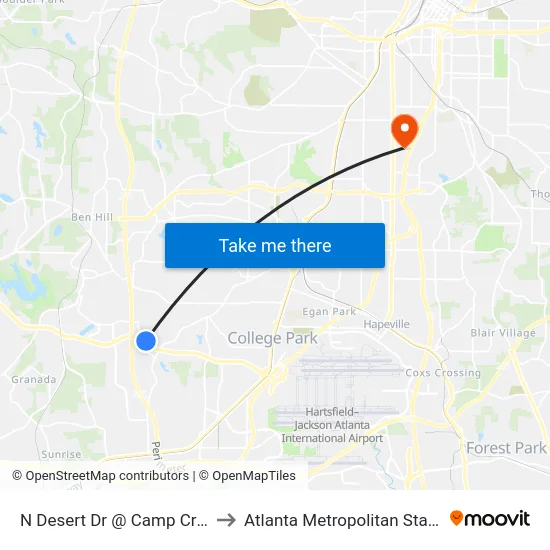 N Desert Dr @ Camp Creek Pkwy to Atlanta Metropolitan State College map