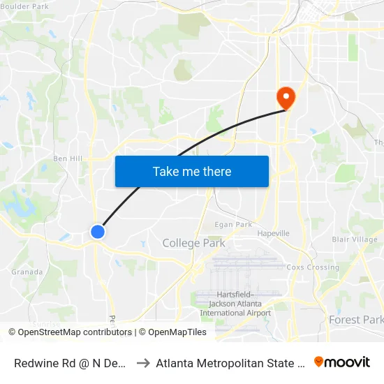 Redwine Rd @ N Desert Dr to Atlanta Metropolitan State College map