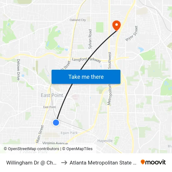 Willingham Dr @ Cherry St to Atlanta Metropolitan State College map