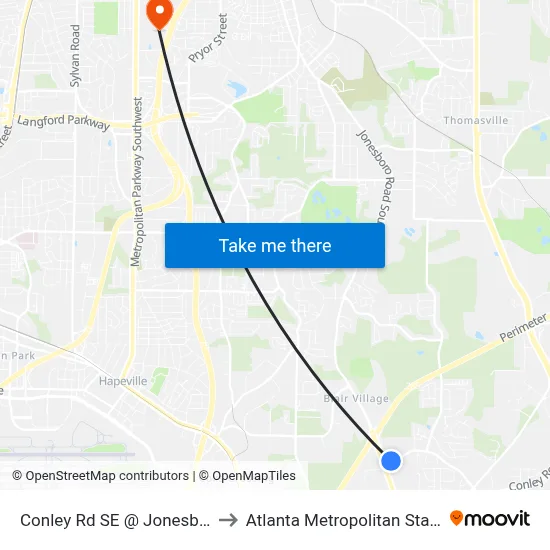 Conley Rd SE @ Jonesboro Rd SE to Atlanta Metropolitan State College map
