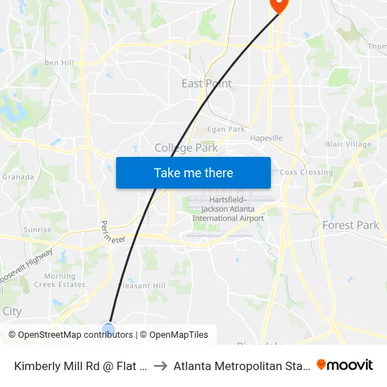 Kimberly Mill Rd @ Flat Shoals Rd to Atlanta Metropolitan State College map