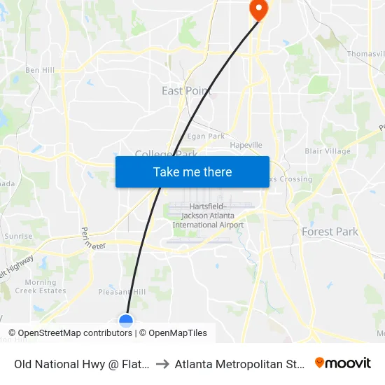 Old National Hwy @ Flat Shoals Rd to Atlanta Metropolitan State College map