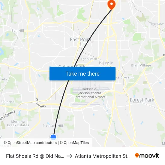 Flat Shoals Rd @ Old National Hwy to Atlanta Metropolitan State College map