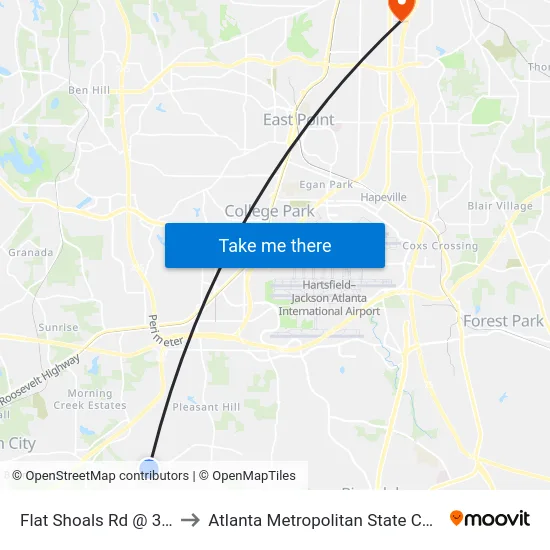 Flat Shoals Rd @ 3060 to Atlanta Metropolitan State College map