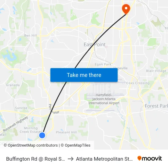 Buffington Rd @ Royal South Pkwy to Atlanta Metropolitan State College map