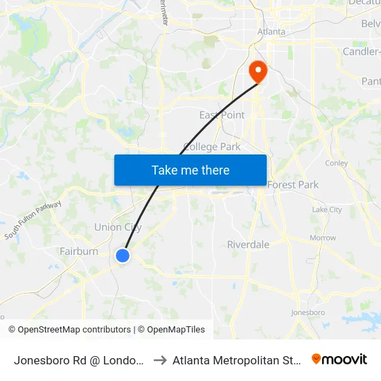 Jonesboro Rd @ Londonderry Way to Atlanta Metropolitan State College map