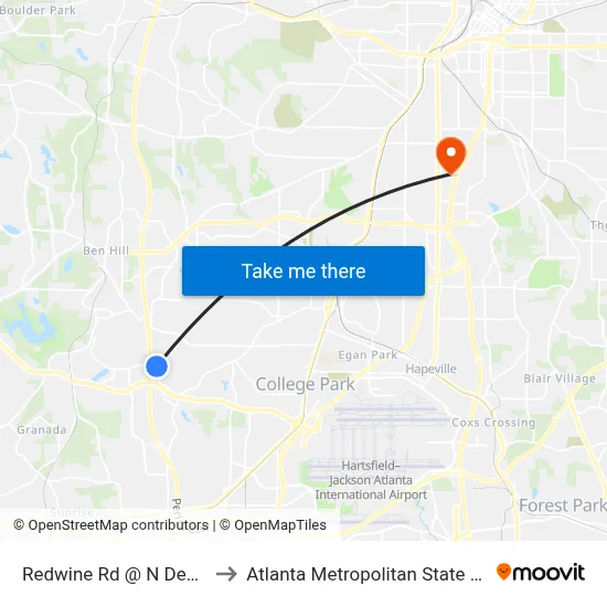 Redwine Rd @ N Desert Dr to Atlanta Metropolitan State College map