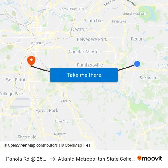 Panola Rd @ 2538 to Atlanta Metropolitan State College map