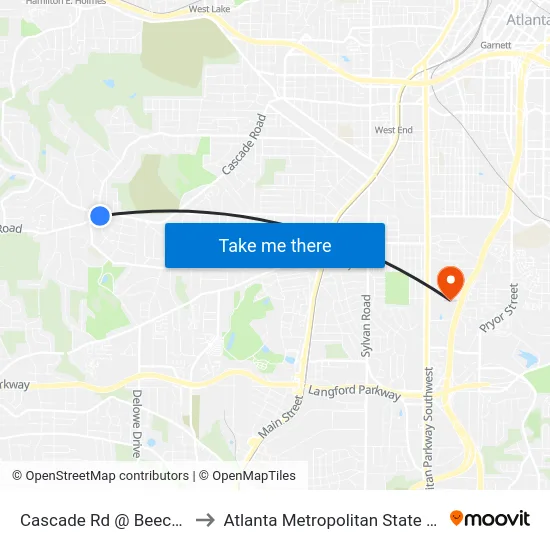 Cascade Rd @ Beecher Rd to Atlanta Metropolitan State College map