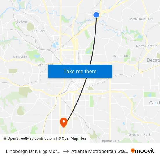Lindbergh Dr NE @ Morosgo Way to Atlanta Metropolitan State College map