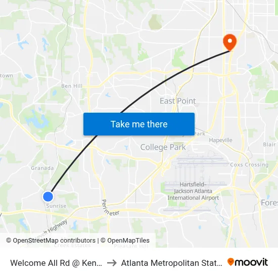 Welcome All Rd @ Kenwood Trl to Atlanta Metropolitan State College map