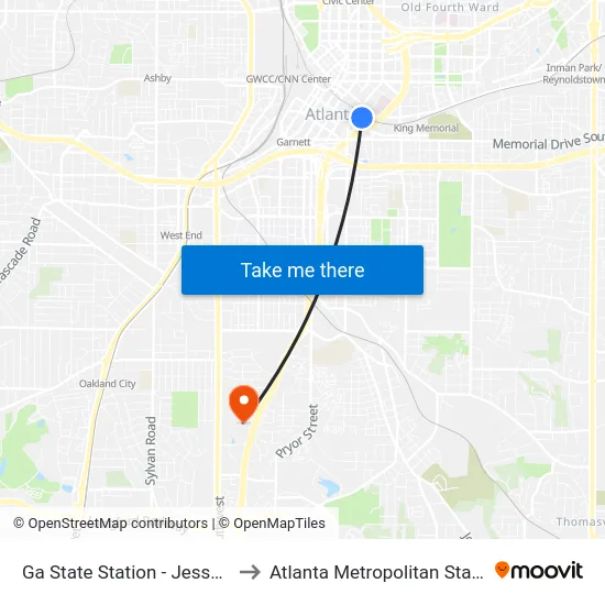 Ga State Station - Jesse Hill Jr Dr to Atlanta Metropolitan State College map