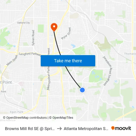 Browns Mill Rd SE @ Springside Dr SE to Atlanta Metropolitan State College map