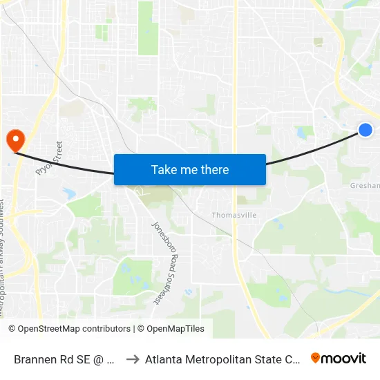 Brannen Rd SE @ 2149 to Atlanta Metropolitan State College map