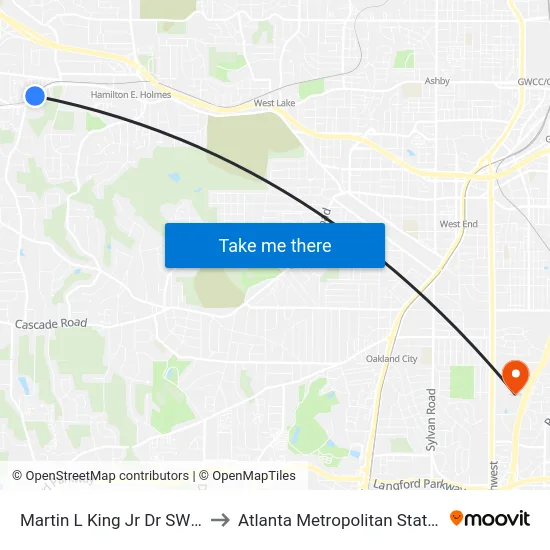 Martin L King Jr Dr SW @ 3050 to Atlanta Metropolitan State College map