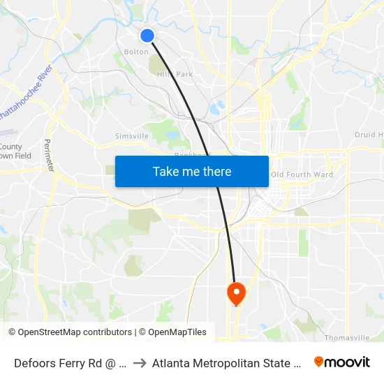 Defoors Ferry Rd @ 2788 to Atlanta Metropolitan State College map