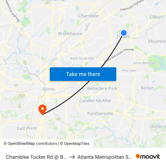 Chamblee Tucker Rd @ Britts Gate Ln to Atlanta Metropolitan State College map