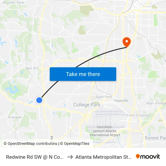 Redwine Rd SW @ N Commerce Dr to Atlanta Metropolitan State College map