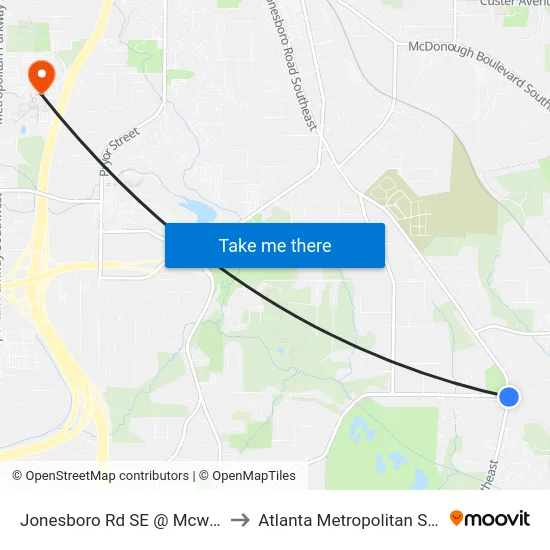 Jonesboro Rd SE @ Mcwilliams Rd SE to Atlanta Metropolitan State College map